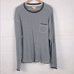 Carbon 2 Cobalt men’s thermal waffle knit gray Henley pullover shirt size XL